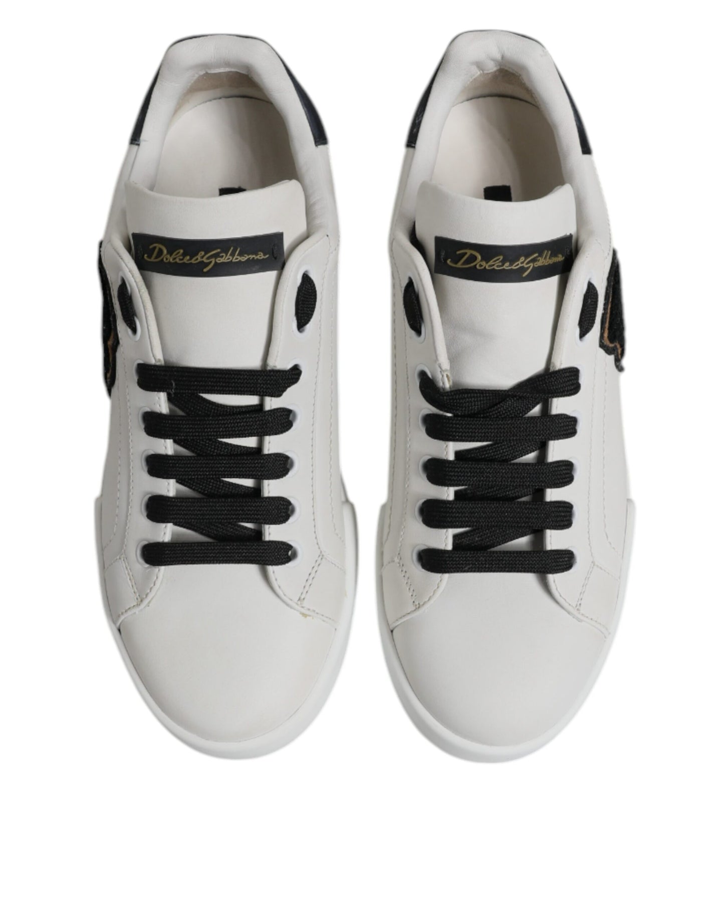 Dolce & Gabbana Weißes Leder DG Logo Low Top Sneakers Schuhe