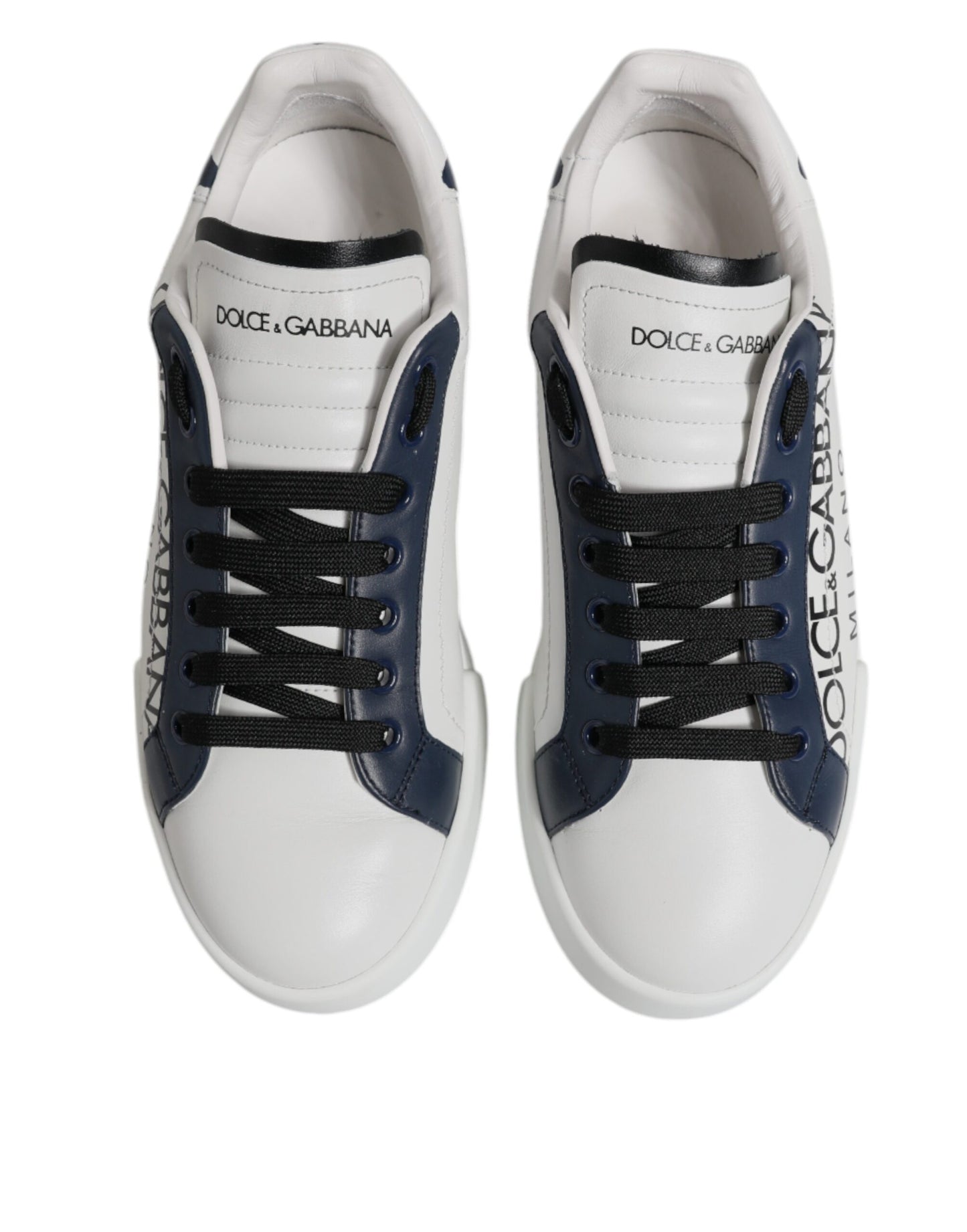 Dolce & Gabbana Weiß Blau Crown Low Top Männer Turnschuhe Schuhe