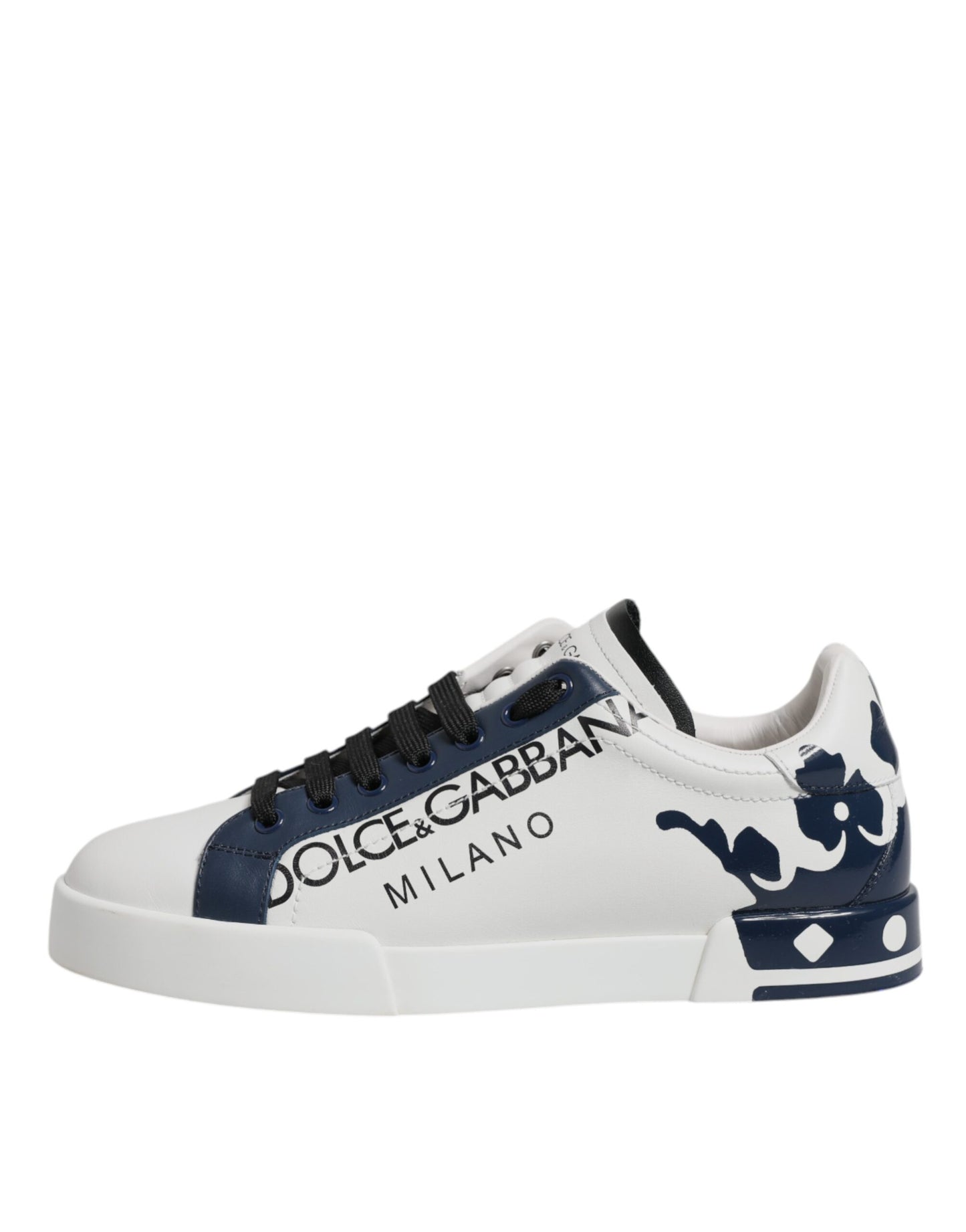 Dolce & Gabbana Weiß Blau Crown Low Top Männer Turnschuhe Schuhe