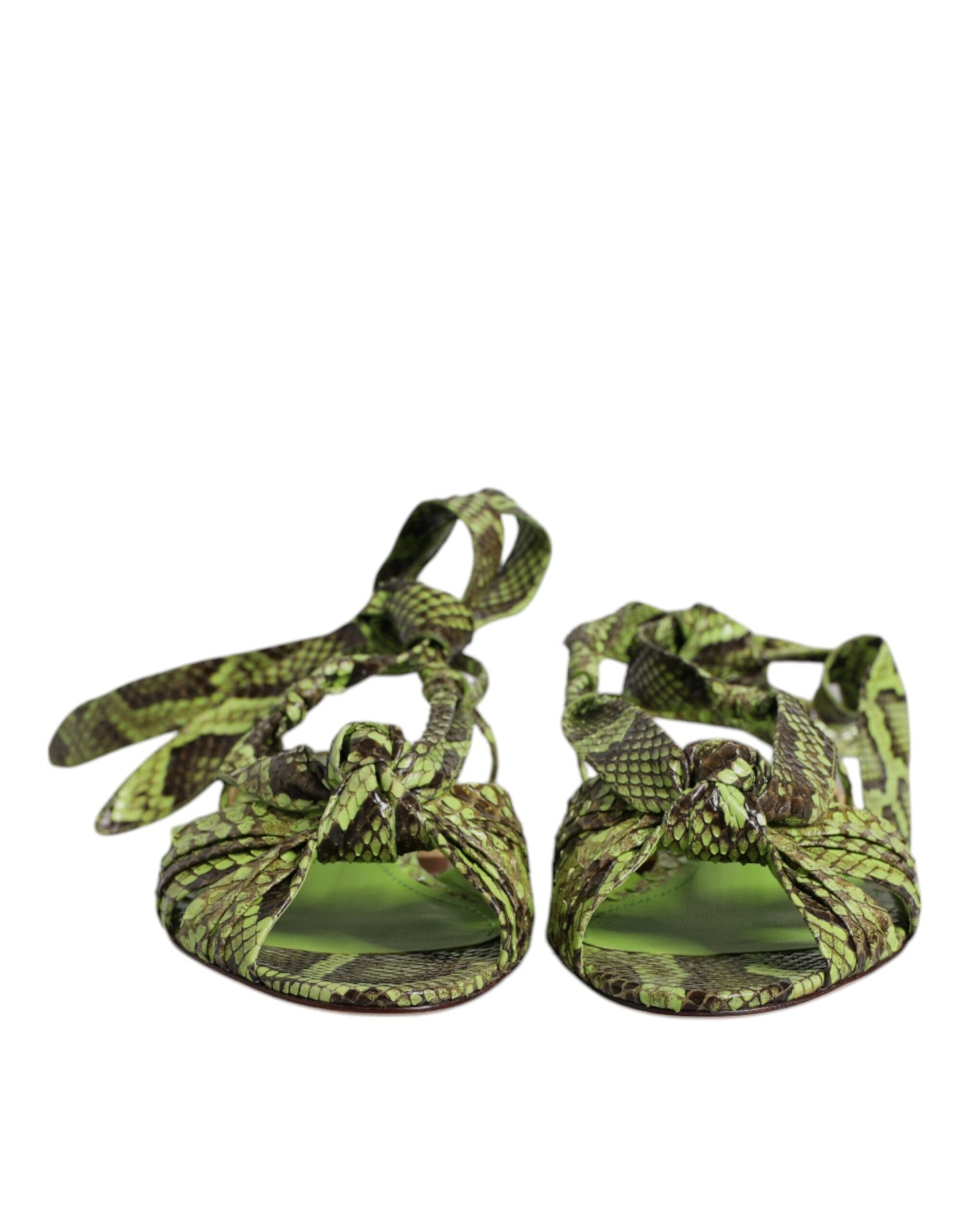 Dolce & Gabbana Grüne Animal Print Ankle Wrap Sandalen Schuhe