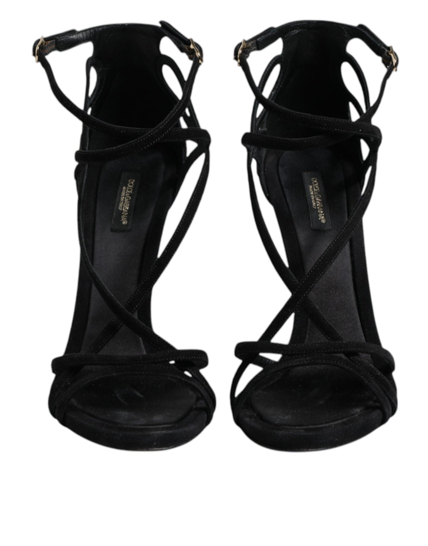 Dolce & Gabbana Schwarz Leder Stiletto Heels Sandalen Schuhe