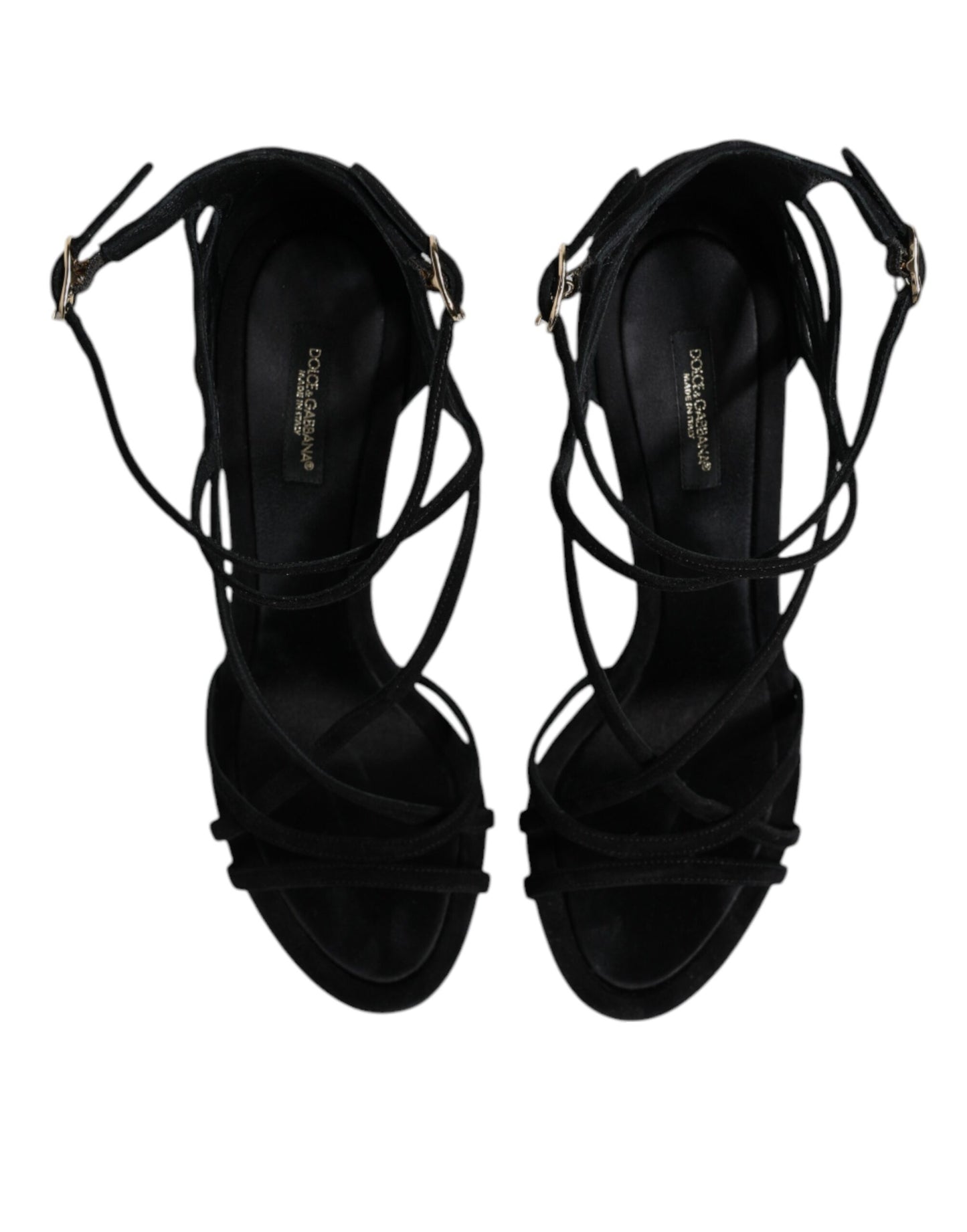 Dolce & Gabbana Schwarz Leder Stiletto Heels Sandalen Schuhe