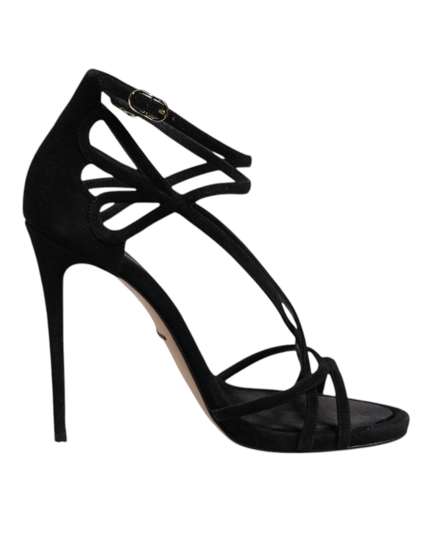 Dolce & Gabbana Schwarz Leder Stiletto Heels Sandalen Schuhe