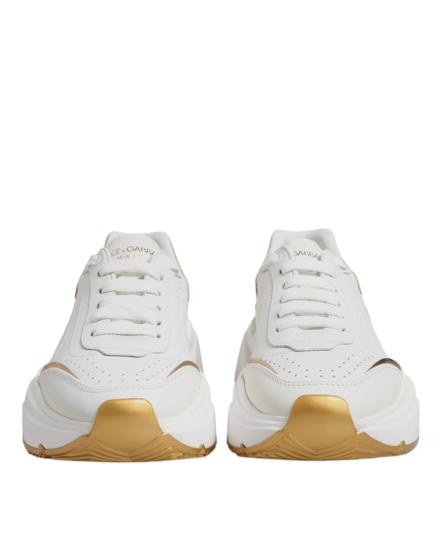 Dolce & Gabbana Weiß Gold Daymaster Low Top Turnschuhe Schuhe