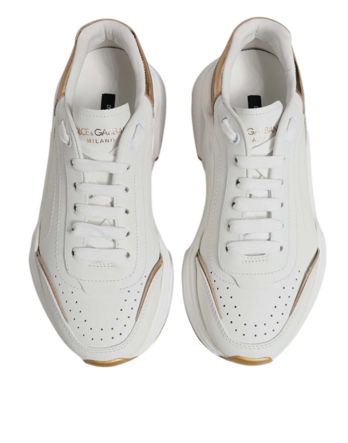Dolce & Gabbana Weiß Gold Daymaster Low Top Turnschuhe Schuhe