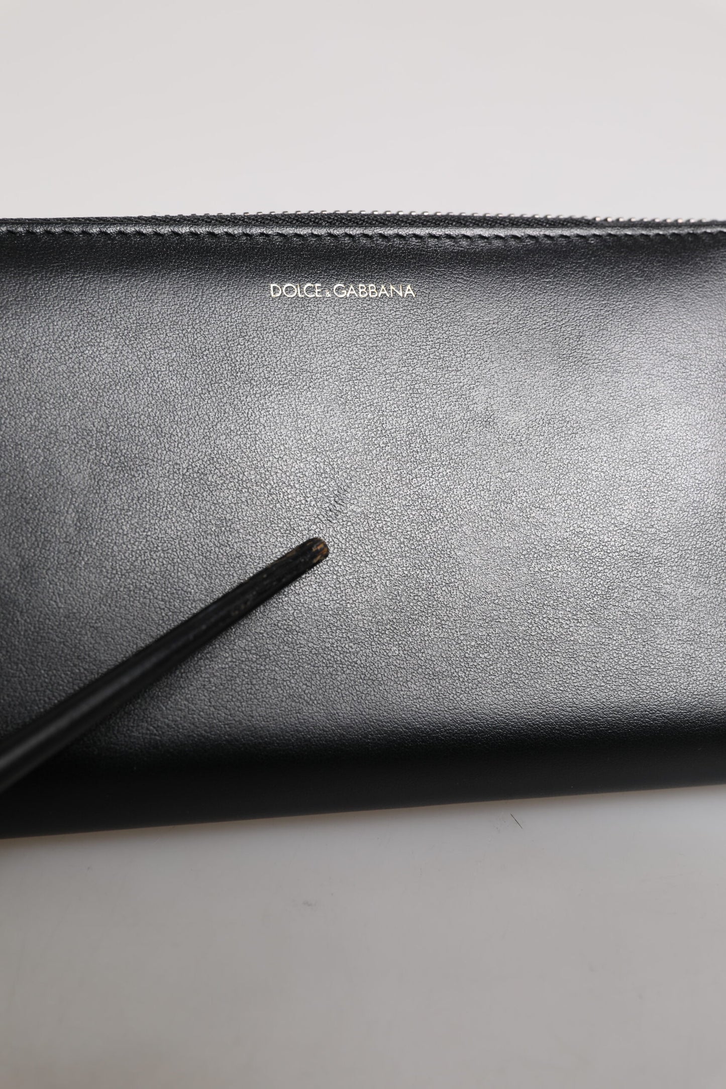 Dolce & Gabbana Schwarz-Blau Exotisches Leder Geprägte Kontinental Brieftasche