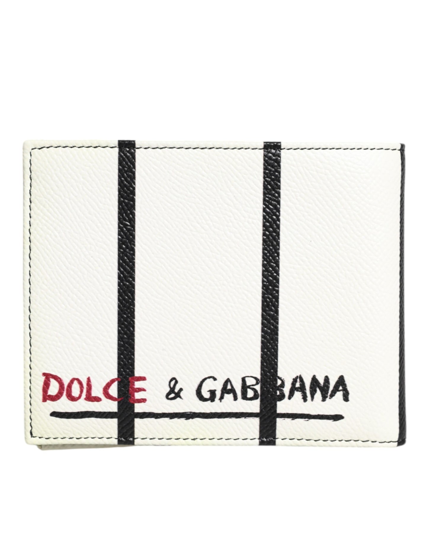 Dolce & Gabbana Weißes Leder DG Crown Royals Bifold Card Holder Wallet