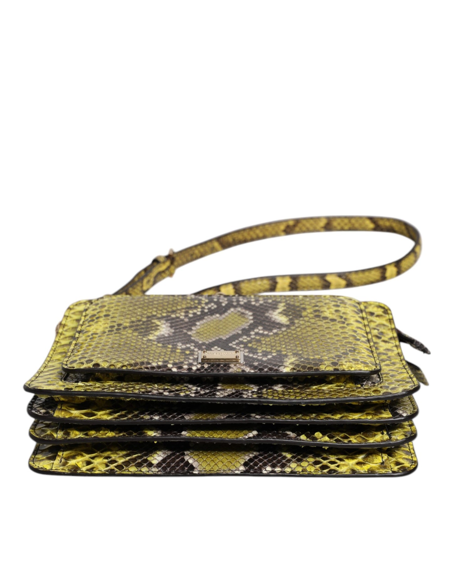 Dolce & Gabbana Grüne Exotenleder DG Plaque Crossbody Clutch Tasche