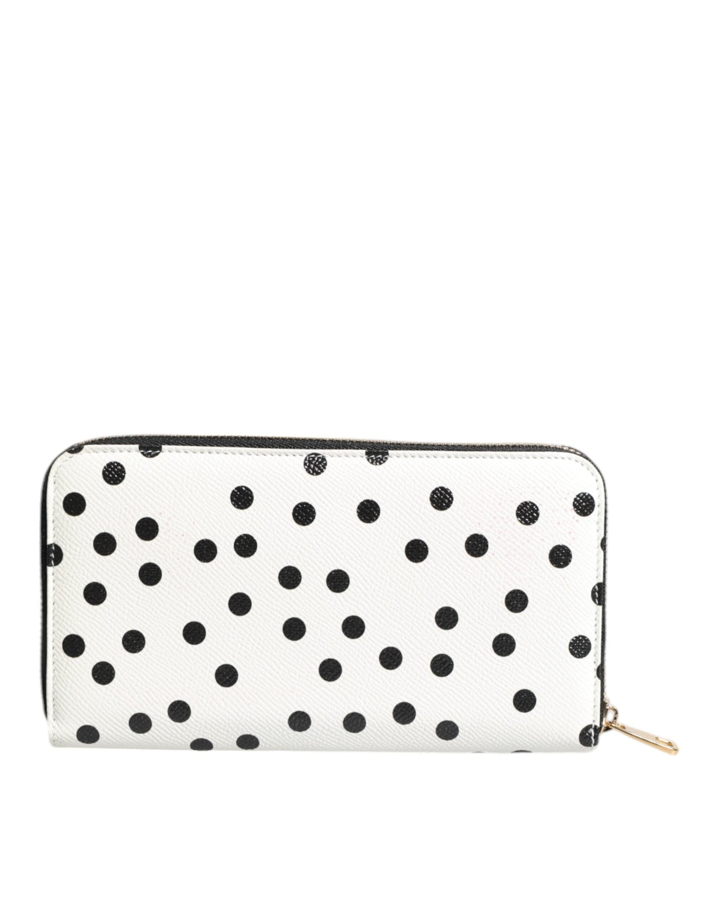 Dolce & Gabbana Weiß-schwarz gestreiftes Leder Portemonnaie mit Reißverschluss