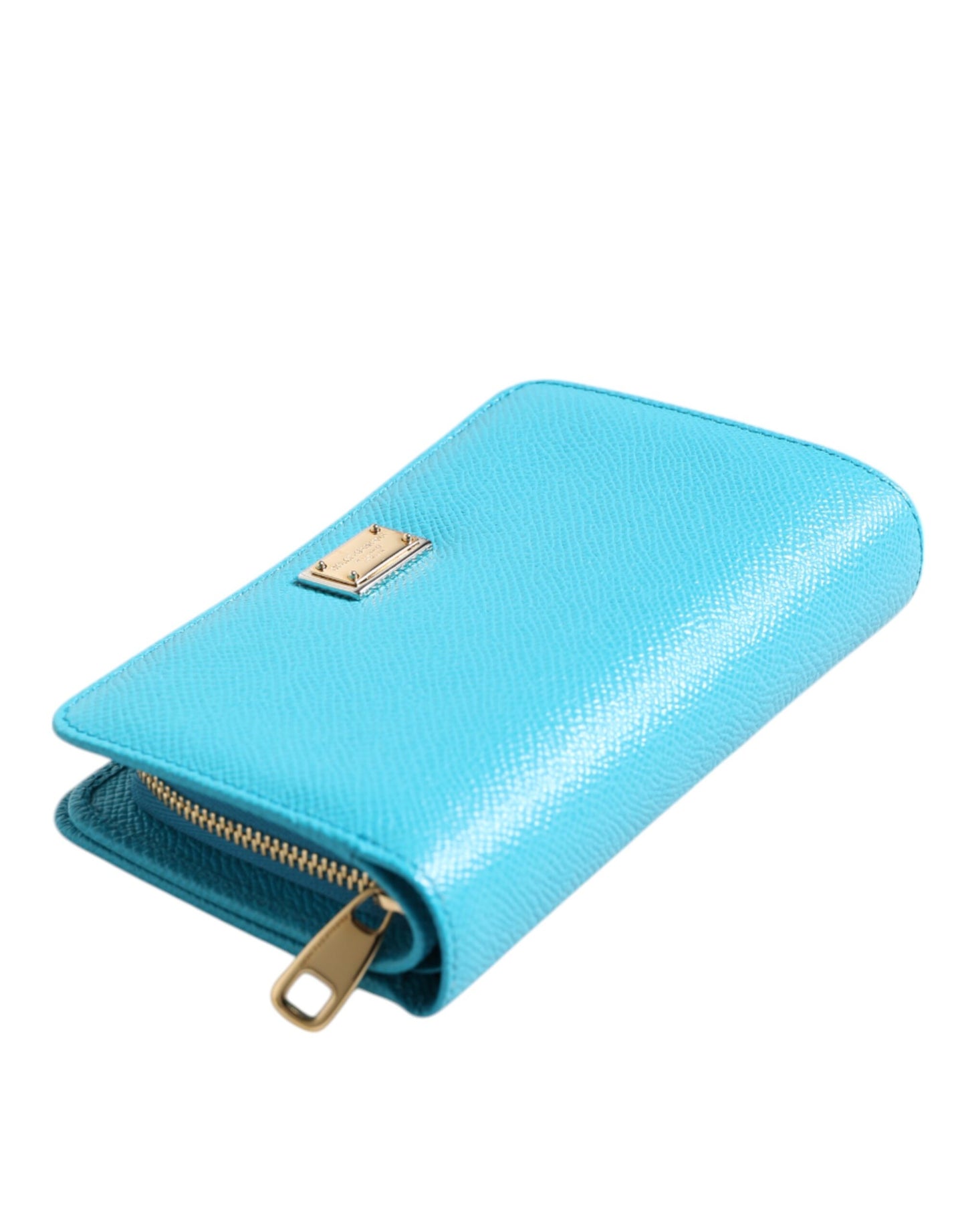 Dolce & Gabbana Hellblaue Leder Bifold Continental Clutch Geldbörse