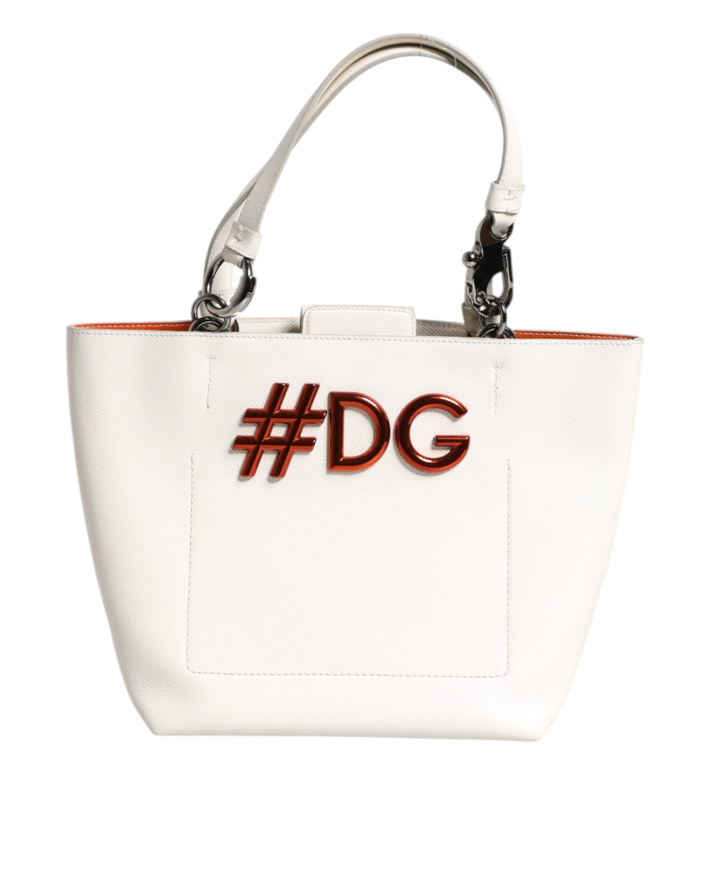 Dolce & Gabbana Weißes Leder #DG BEATRICE Top Handle Tote Bag