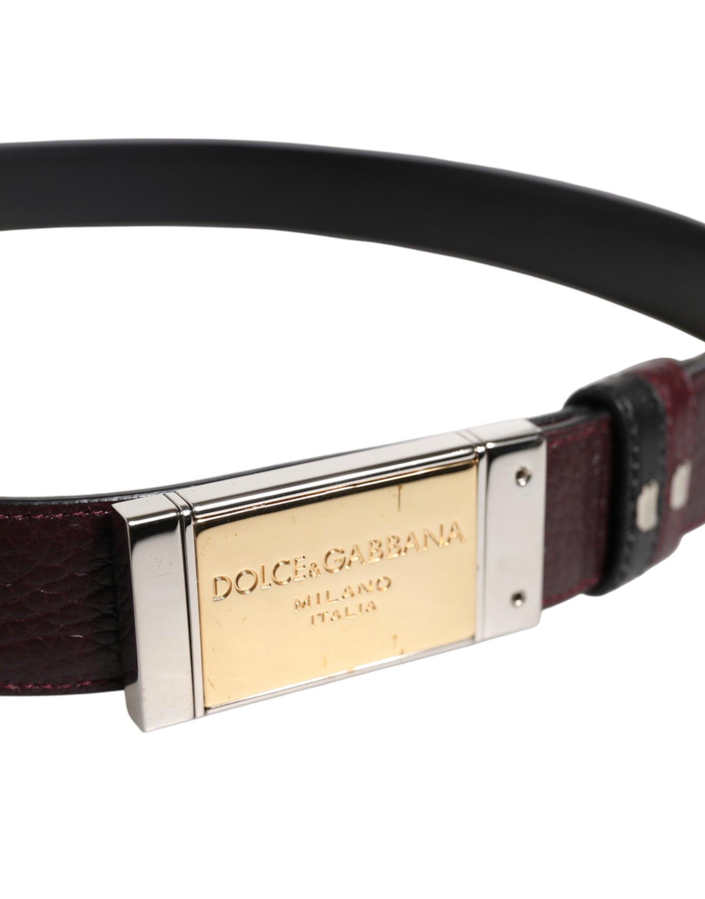 Dolce & Gabbana Schwarzbrauner Ledergürtel mit Metallschnalle und Wendegürtel