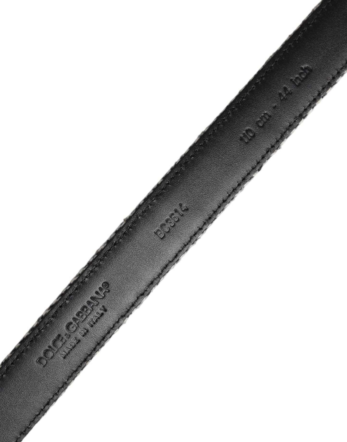 Dolce & Gabbana Schwarzer weißer Silberton Metallschnalle Gürtel