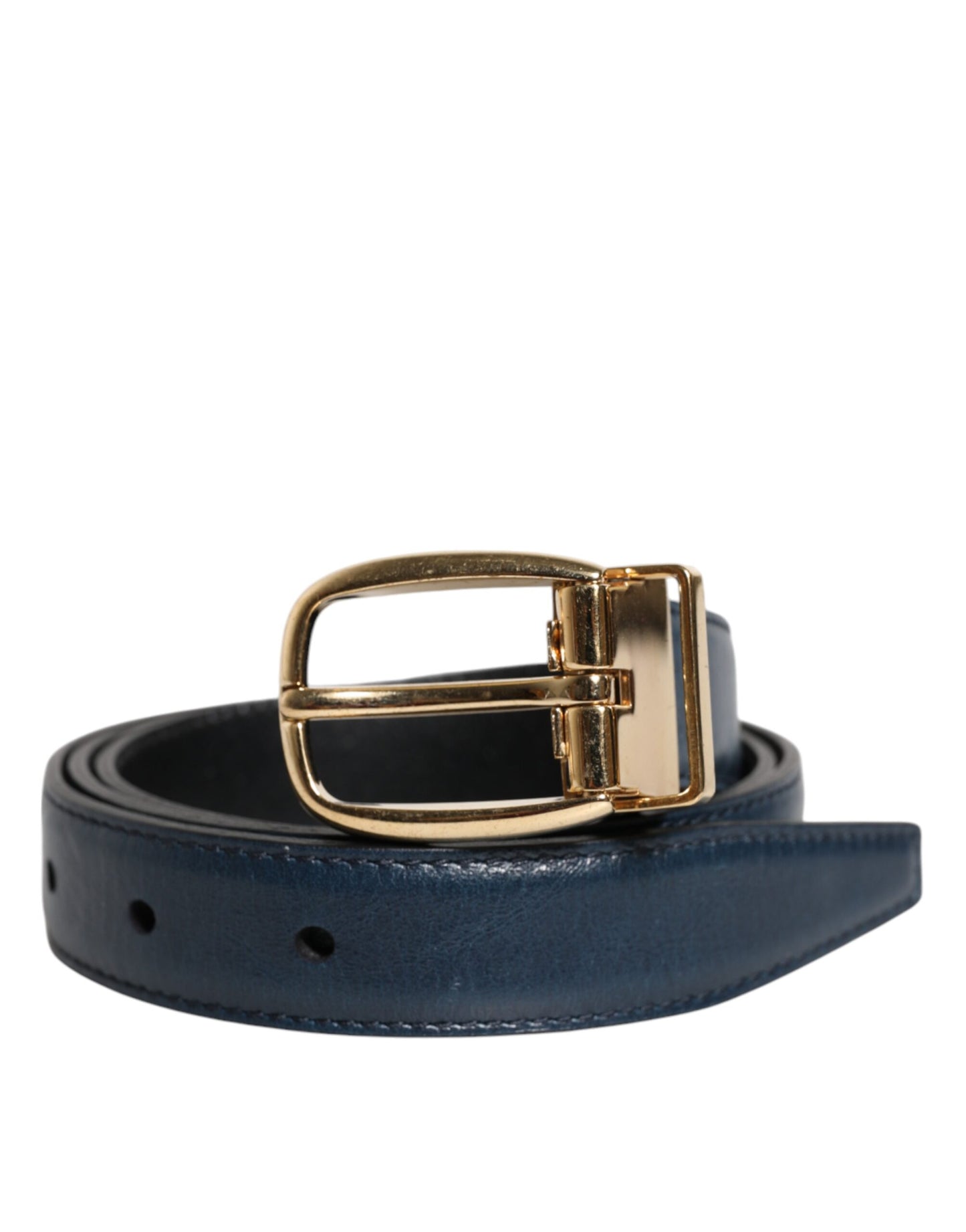 Dolce & Gabbana Blauer Leder Metallschnalle Klassischer Gürtel
