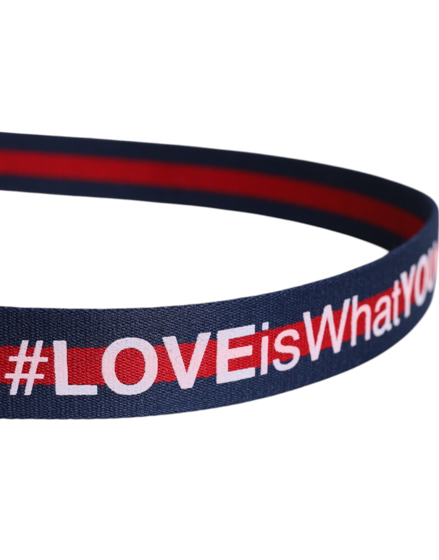 Dolce & Gabbana Blauer Baumwoll-Leder-Gürtel mit gedruckter Metallschnalle