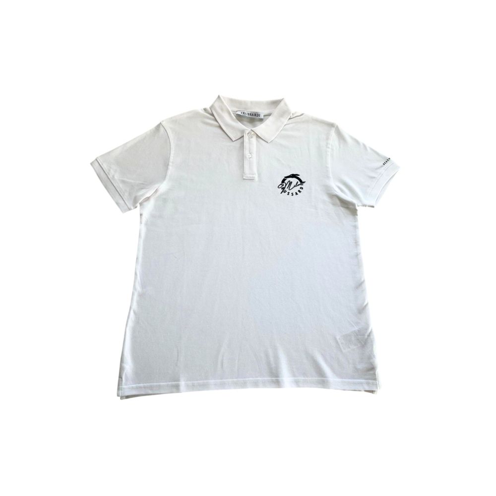 Trussardi Beachwear Weißes Baumwoll-Poloshirt für Männer