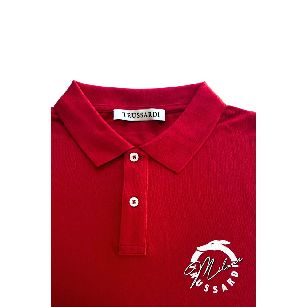 Trussardi Beachwear Rotes Baumwoll-Poloshirt für Männer
