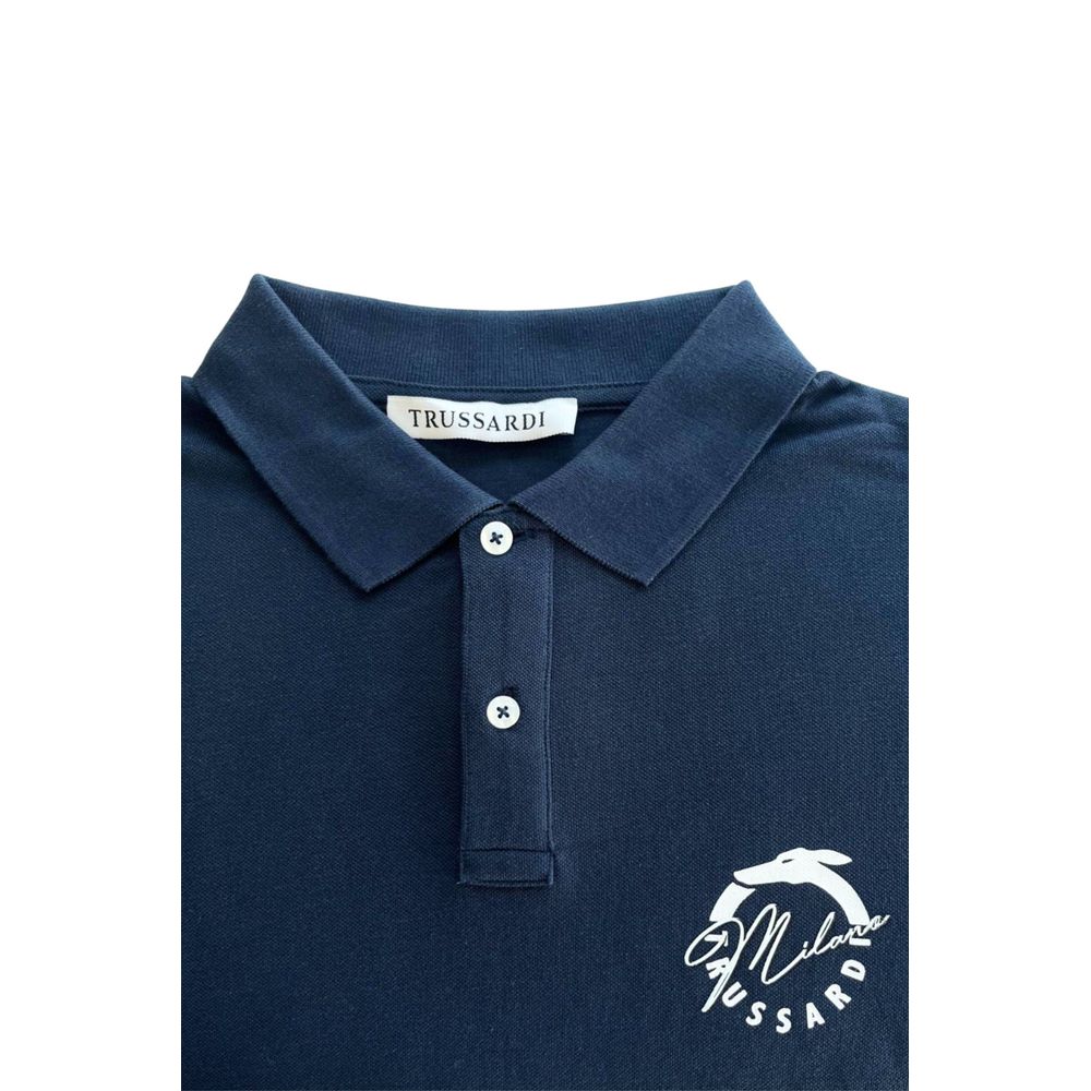 Trussardi Beachwear Blaues Baumwoll-Poloshirt für Männer