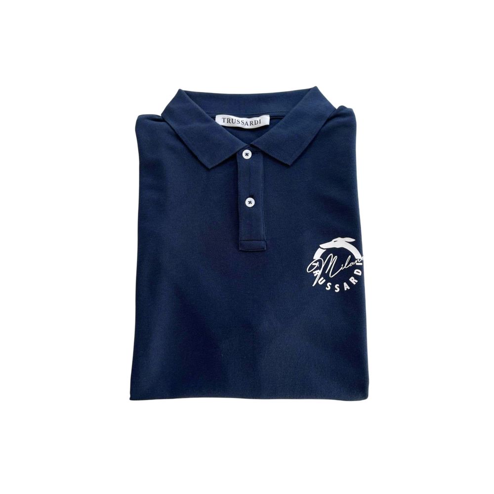 Trussardi Beachwear Blaues Baumwoll-Poloshirt für Männer