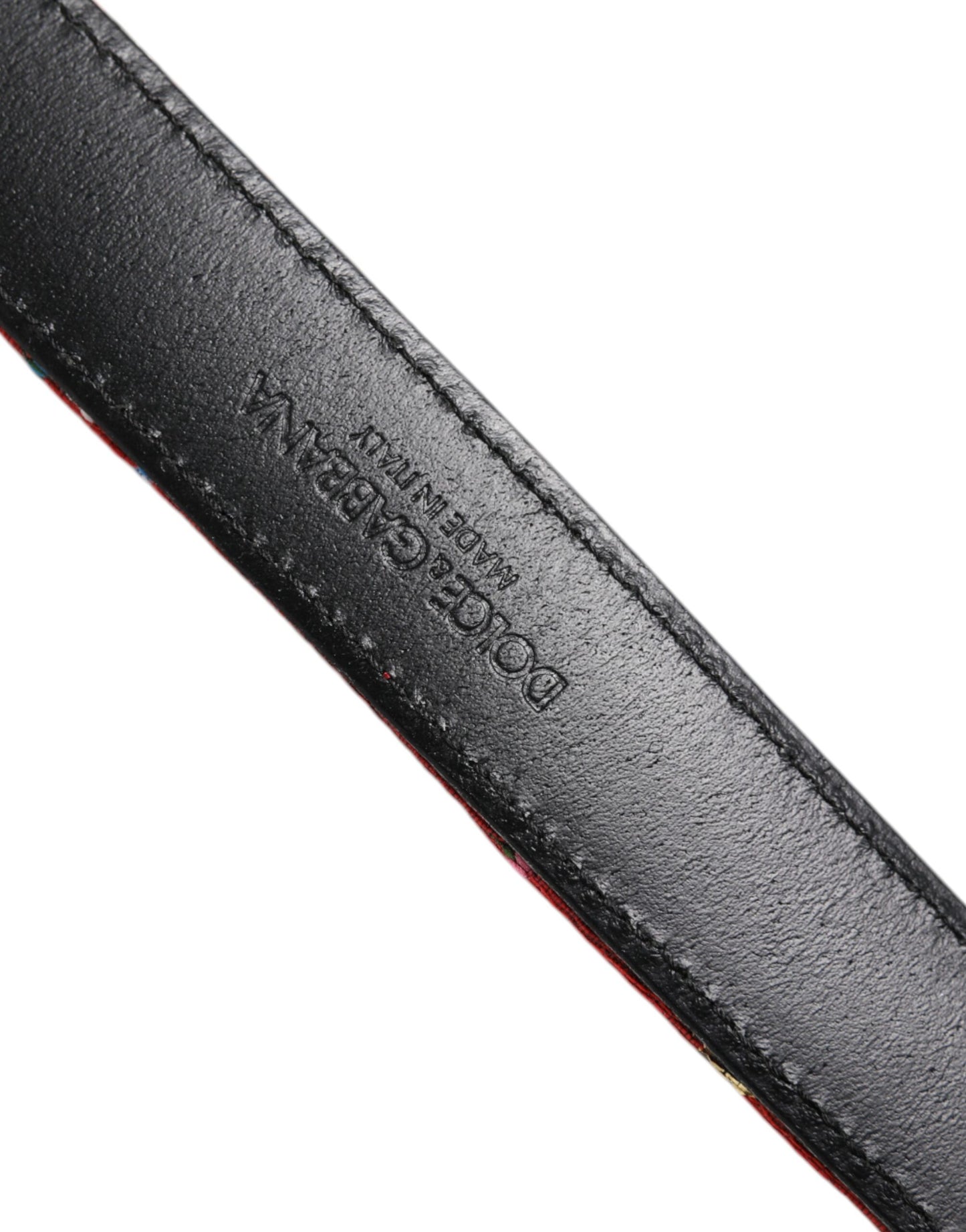 Dolce & Gabbana Roter, geblümter DG-Gürtel mit verzierter Metallschnalle