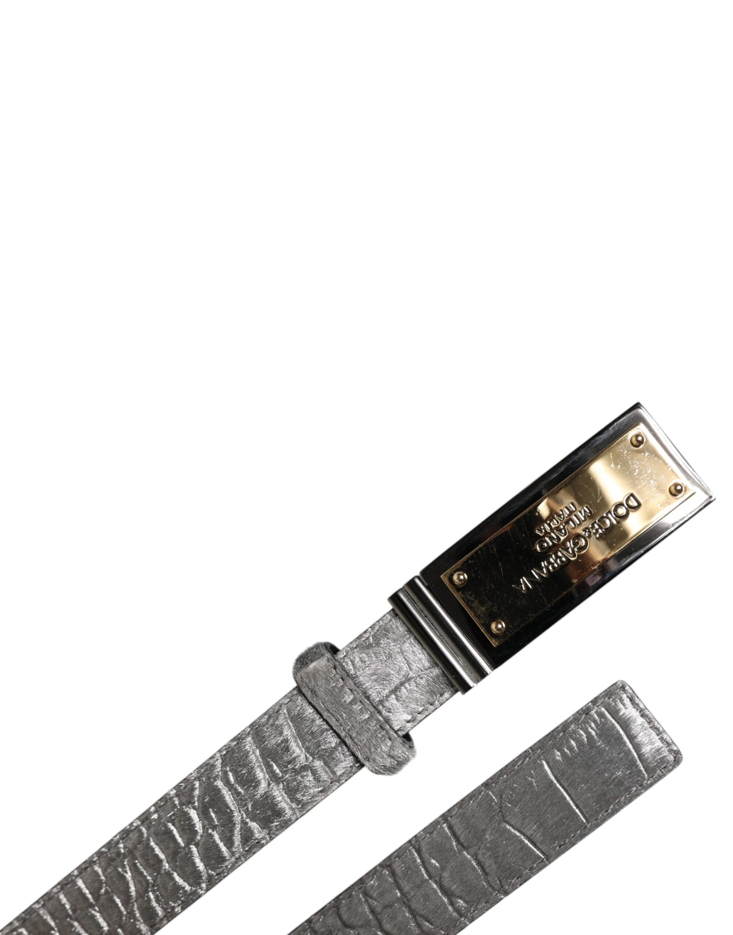 Dolce & Gabbana Silber Klassisch Gold Logo Plaque Schnalle Gürtel
