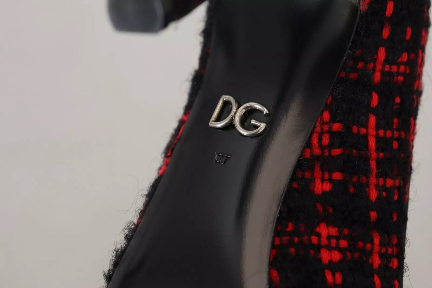 Dolce & Gabbana Rot Schwarz Tweed DG Amore Heels Pumps Schuhe