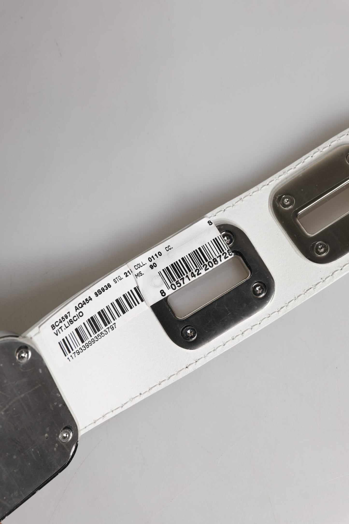 Dolce & Gabbana Weißes Leder, Goldton, drehbare Schnalle, Gürtel