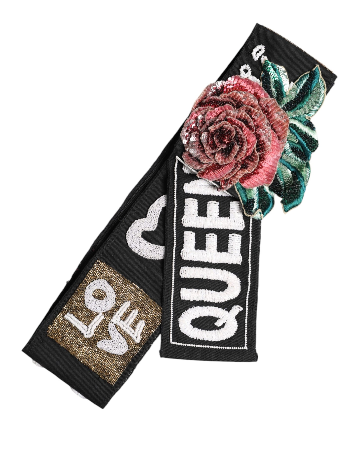 Dolce & Gabbana Schwarzer mehrfarbiger Stretch-Taillengürtel mit Verzierungen