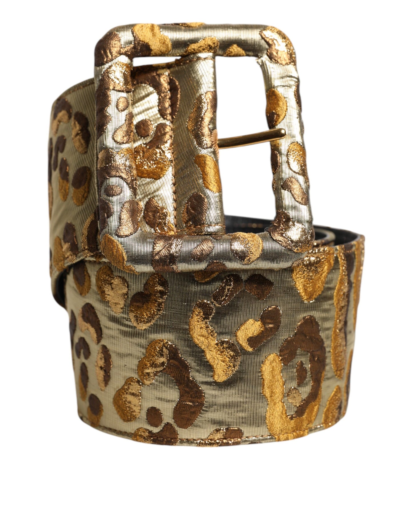 Dolce & Gabbana Breiter Taillengürtel aus goldfarbenem gepunktetem Jacquard-Stoff