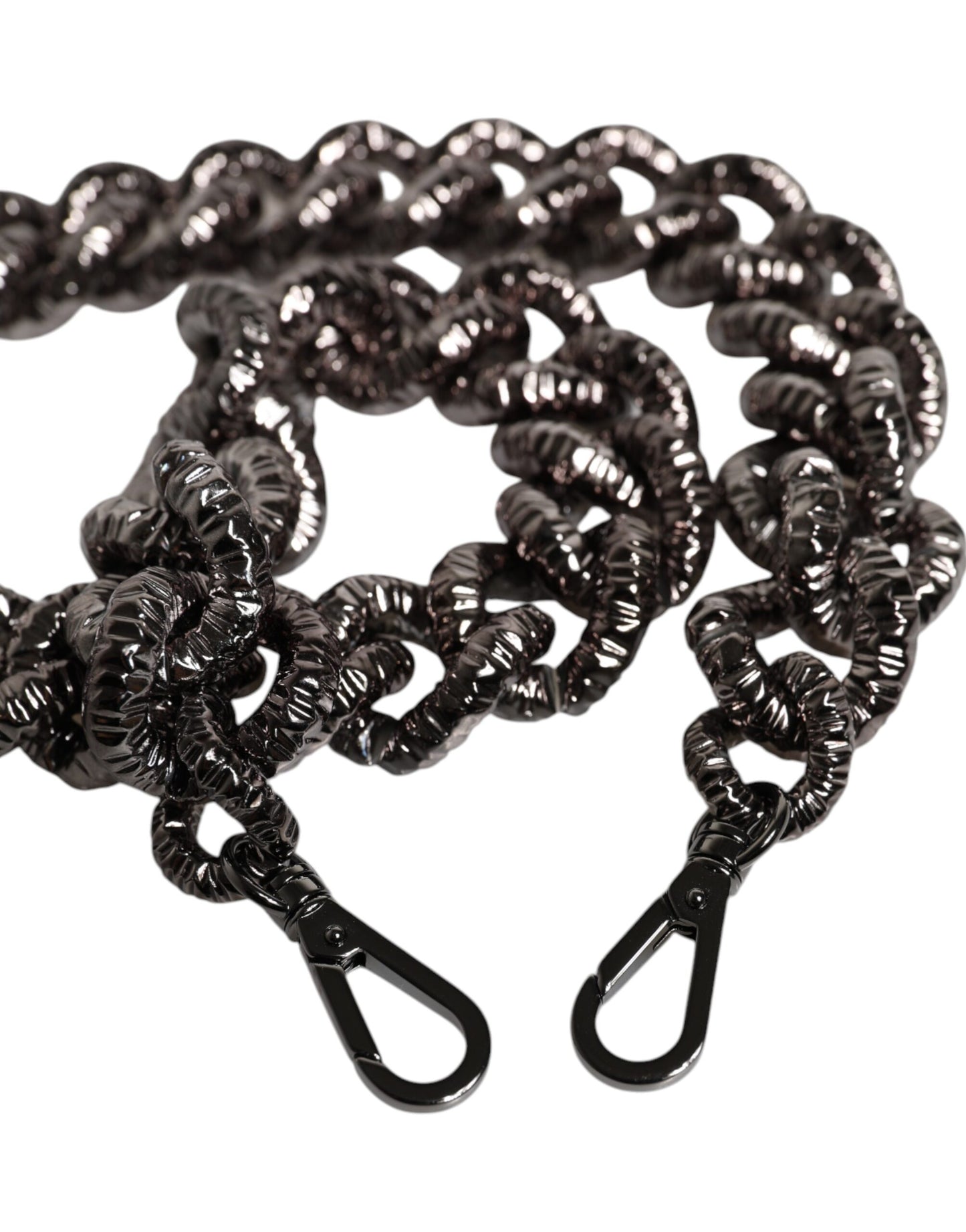 Dolce & Gabbana Schwarze Kette mit Logo-Gravur Tasche Schulterriemen