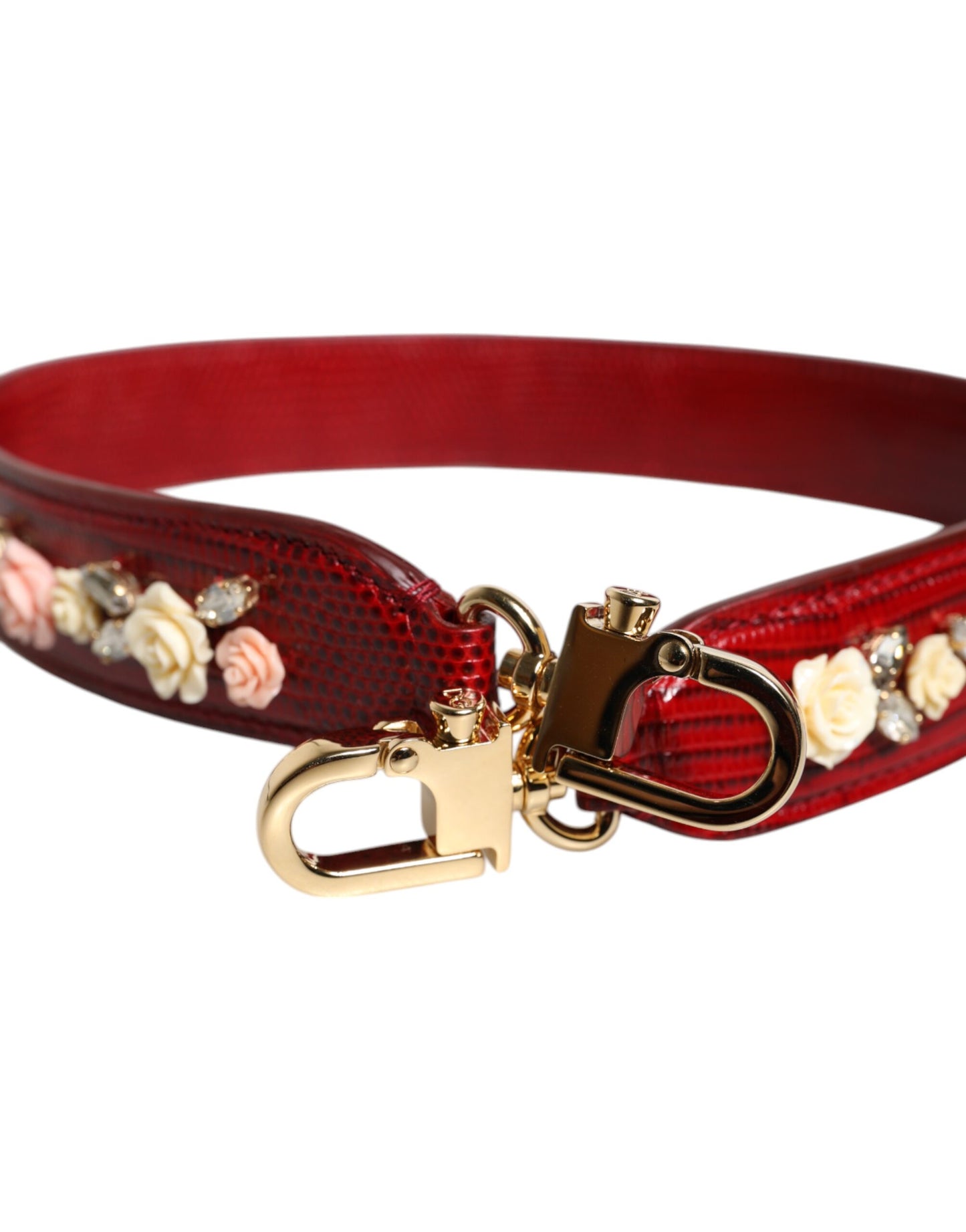 Dolce & Gabbana Rote Leder Tasche mit Blumenverzierung Schulterriemen