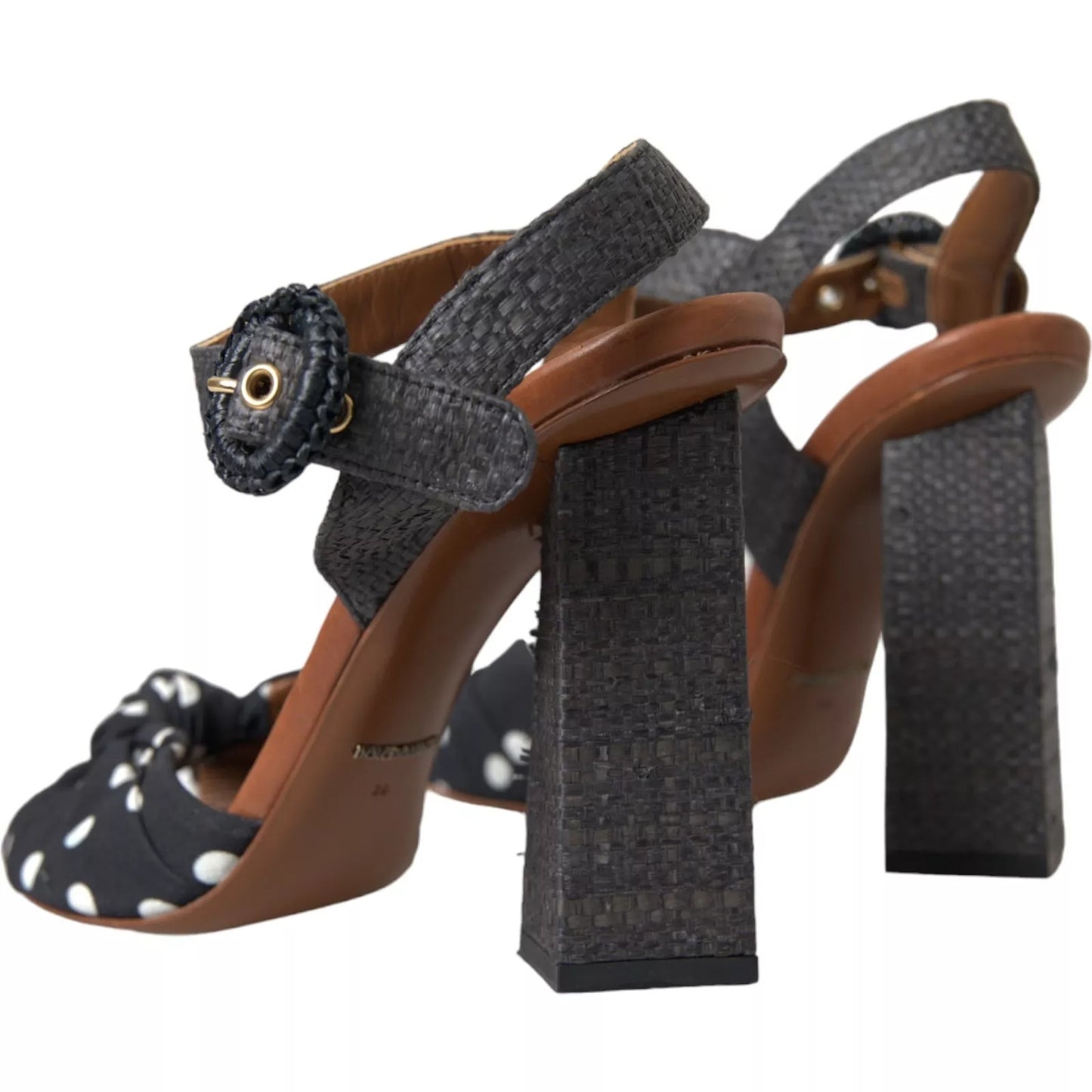 Dolce & Gabbana Schwarz Polka Dot Leder Heels Sandalen Schuhe