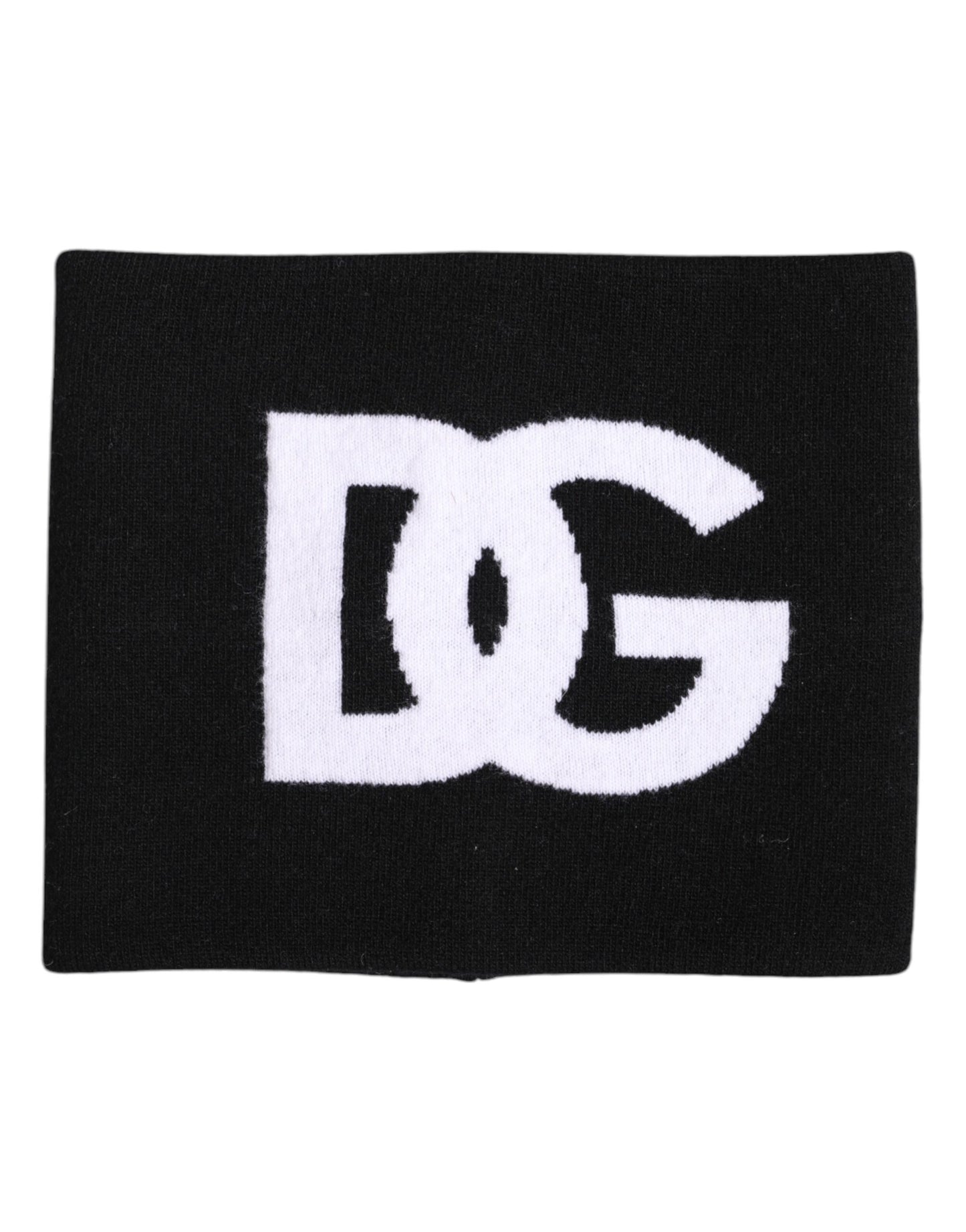 Dolce & Gabbana Schwarzer weißer Logo-Druck gestrickter Halswärmer-Schal