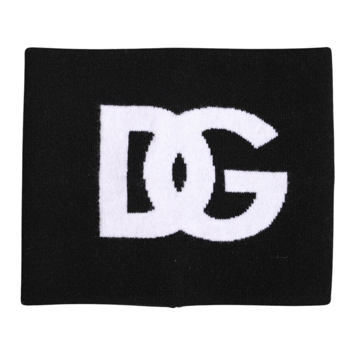 Dolce & Gabbana Schwarzer weißer Logo-Druck gestrickter Halswärmer-Schal