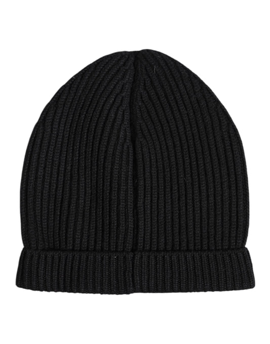 Dolce & Gabbana Schwarze Kaschmir-Strickmütze Winter Beanie