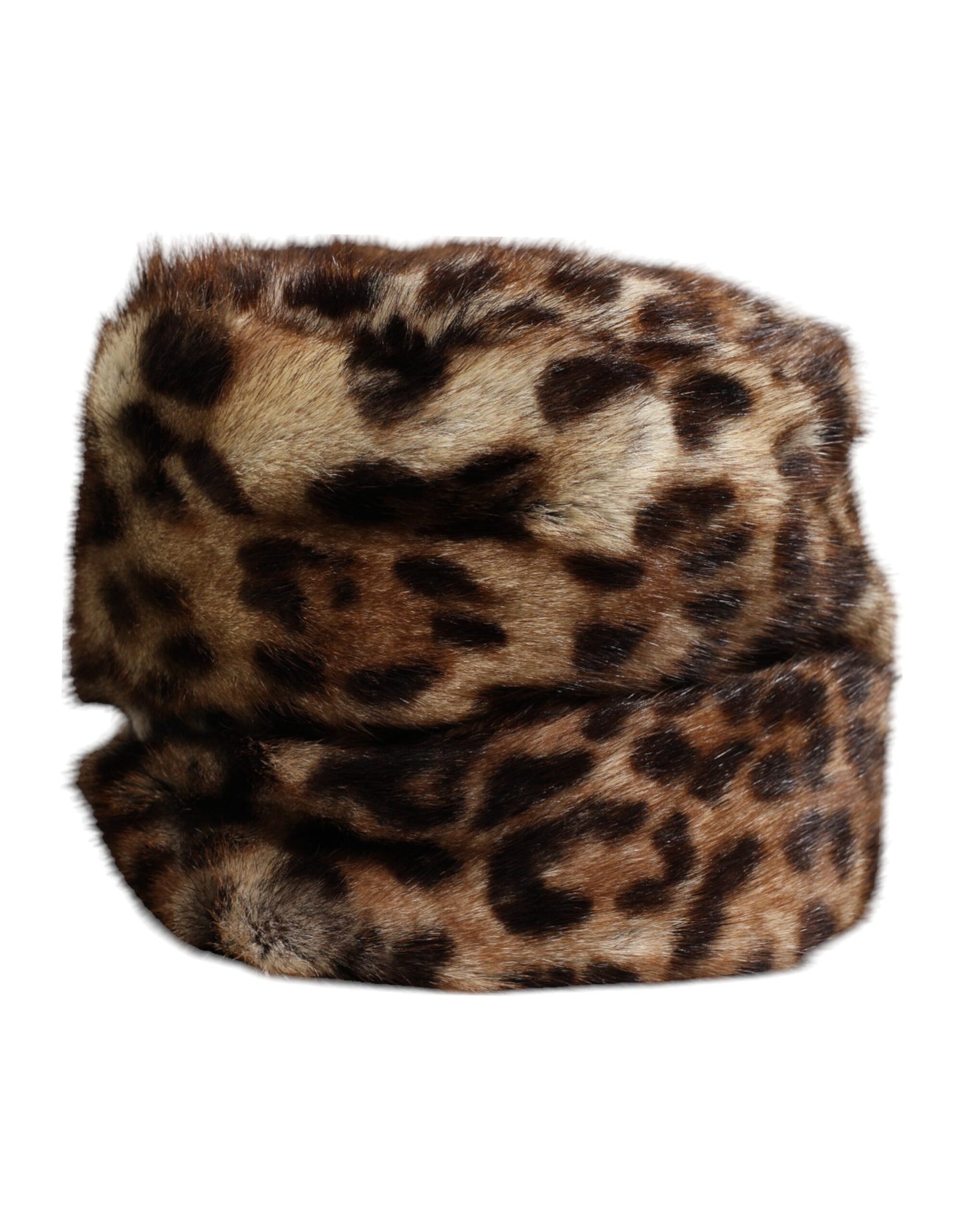 Dolce & Gabbana Brauner Leopard Kunstfell Frauen Eimer Hut
