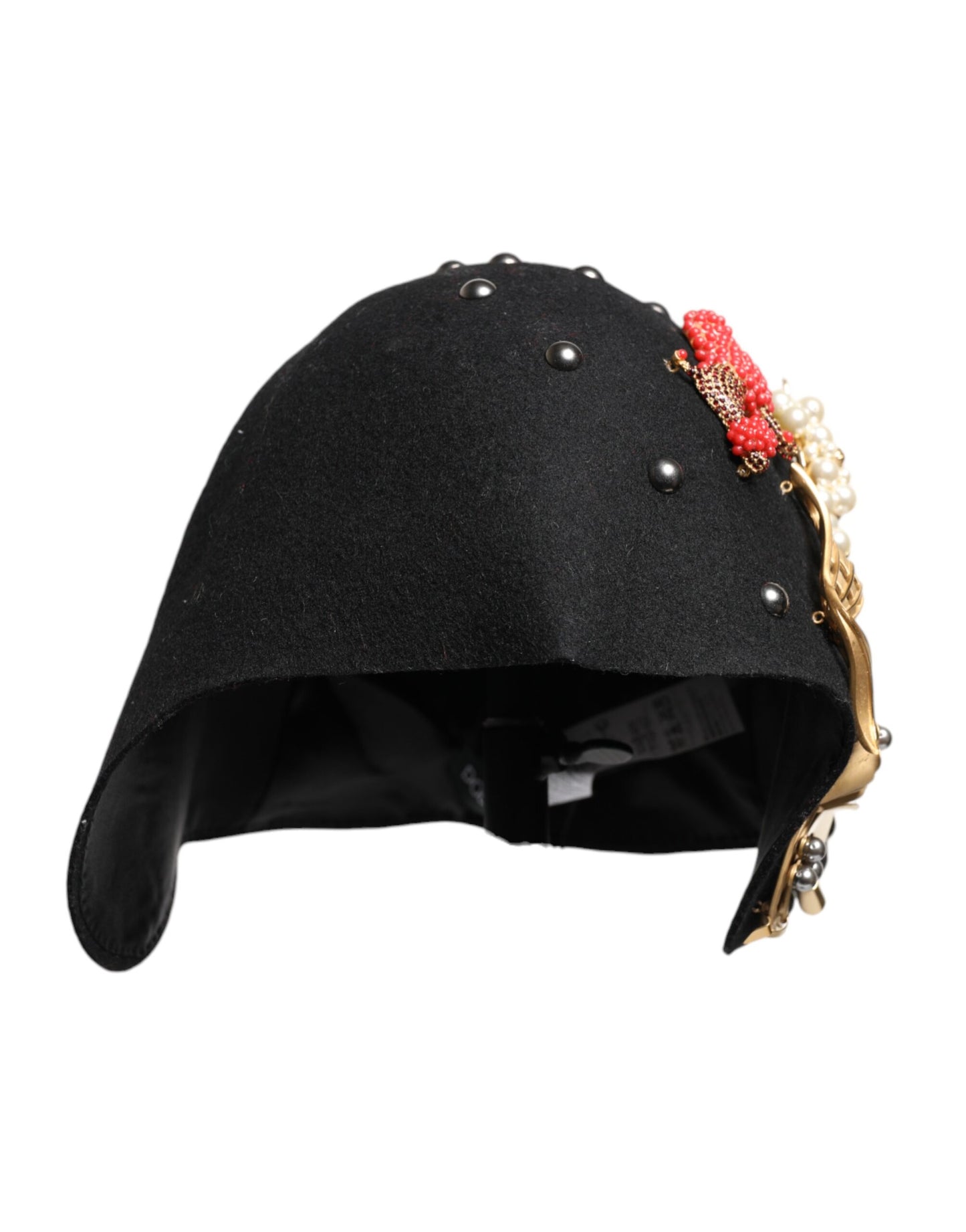 Dolce & Gabbana Schwarzer Wolle Multicolor verschönert Cloche Hut