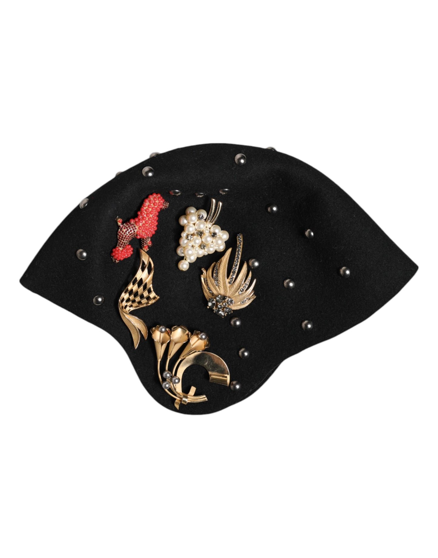 Dolce & Gabbana Schwarzer Wolle Multicolor verschönert Cloche Hut