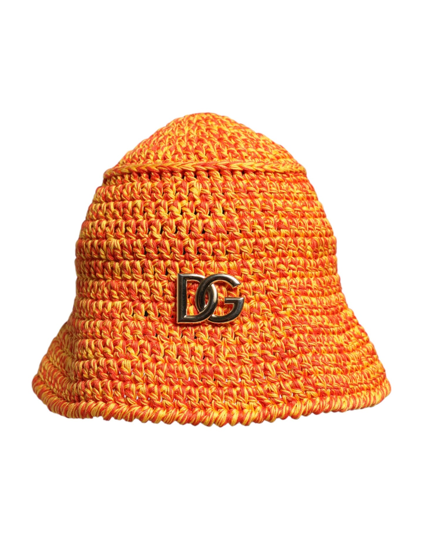 Dolce & Gabbana Orange Baumwolle Häkeln DG Logo Eimer Hut
