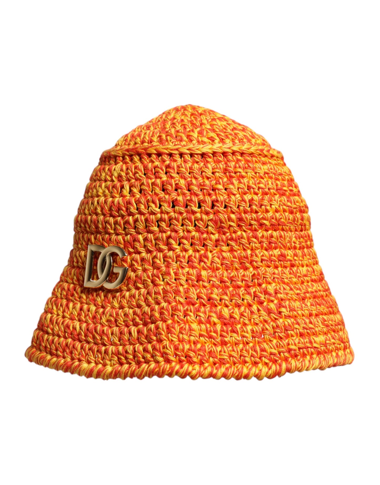 Dolce & Gabbana Orange Baumwolle Häkeln DG Logo Eimer Hut