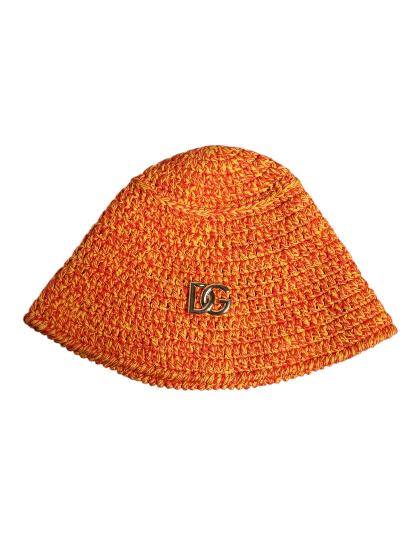 Dolce & Gabbana Orange Baumwolle Häkeln DG Logo Eimer Hut