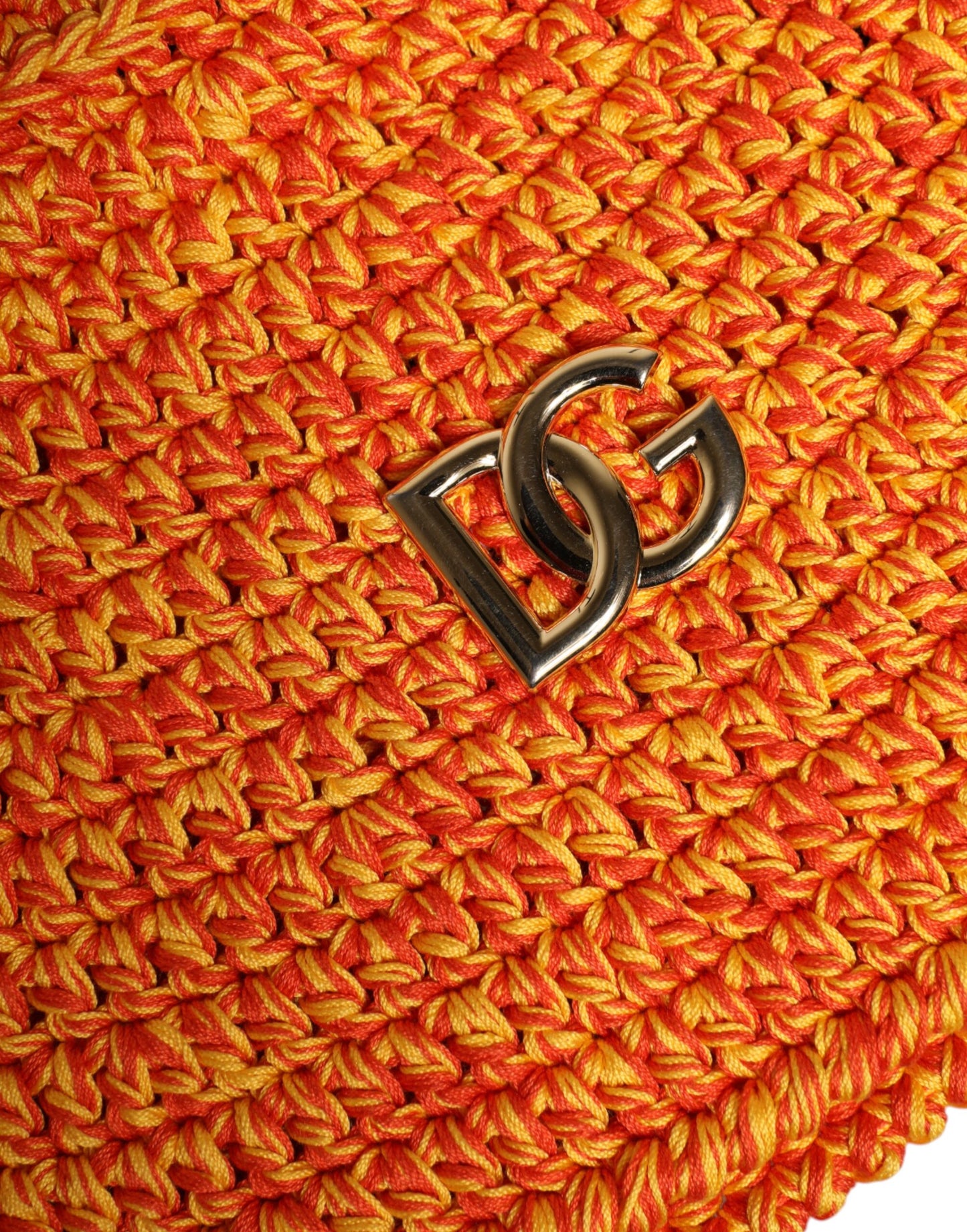 Dolce & Gabbana Orange Baumwolle Häkeln DG Logo Eimer Hut
