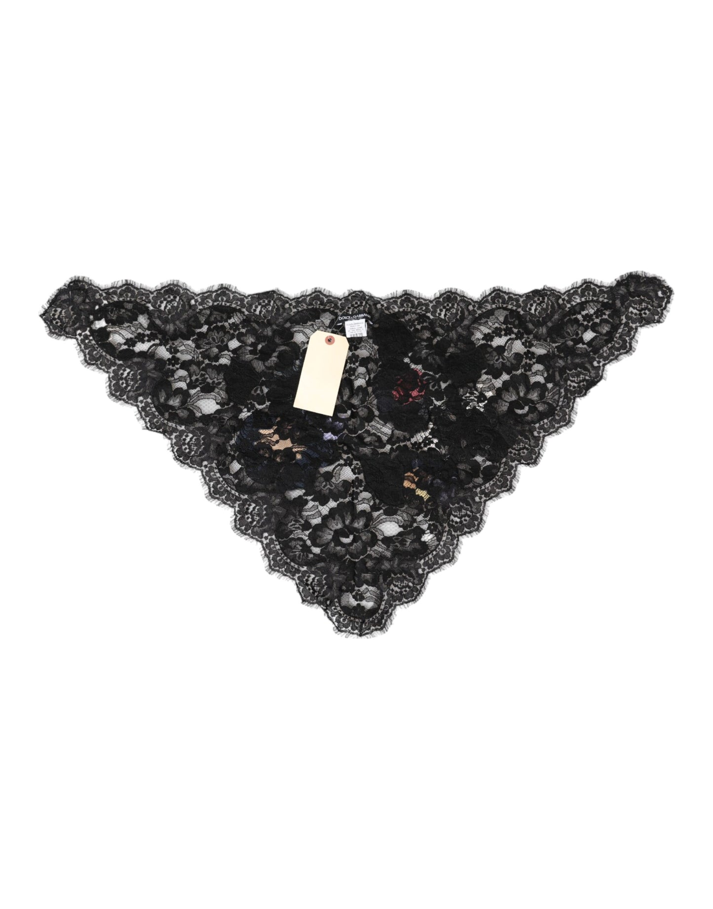 Dolce & Gabbana Schwarze Spitze mit Blumenapplikation Baumwollschleier Hut