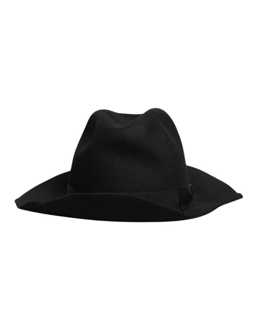 Dolce & Gabbana Schwarzer Trilby Fedora Hut mit breiter Krempe