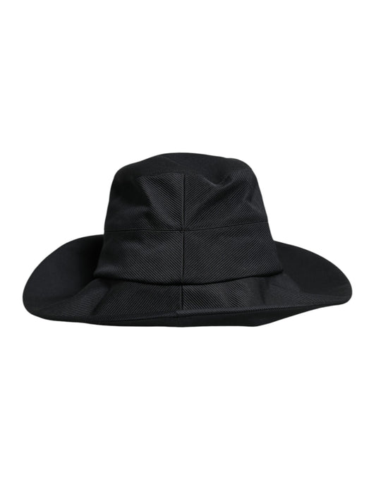 Dolce & Gabbana Schwarzer Fedora-Hut aus Baumwolle mit breiter Krempe