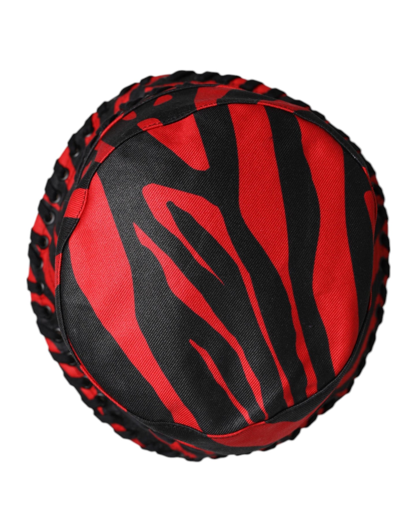 Dolce & Gabbana Schwarz-rot gestreifter Polyester-Eimerhut mit breiter Krempe