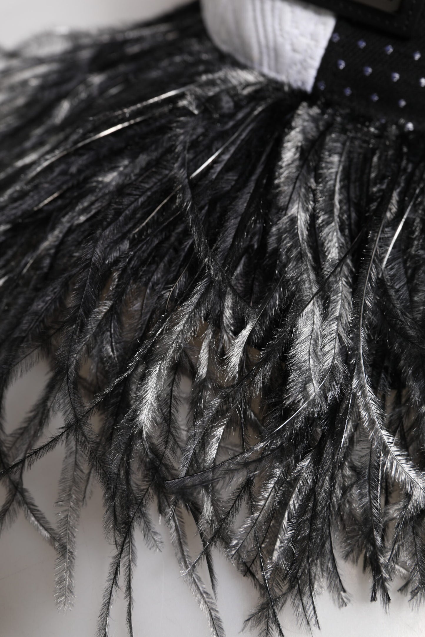 Dolce & Gabbana Weiß Schwarz Polka Dot Federn Baseballmütze