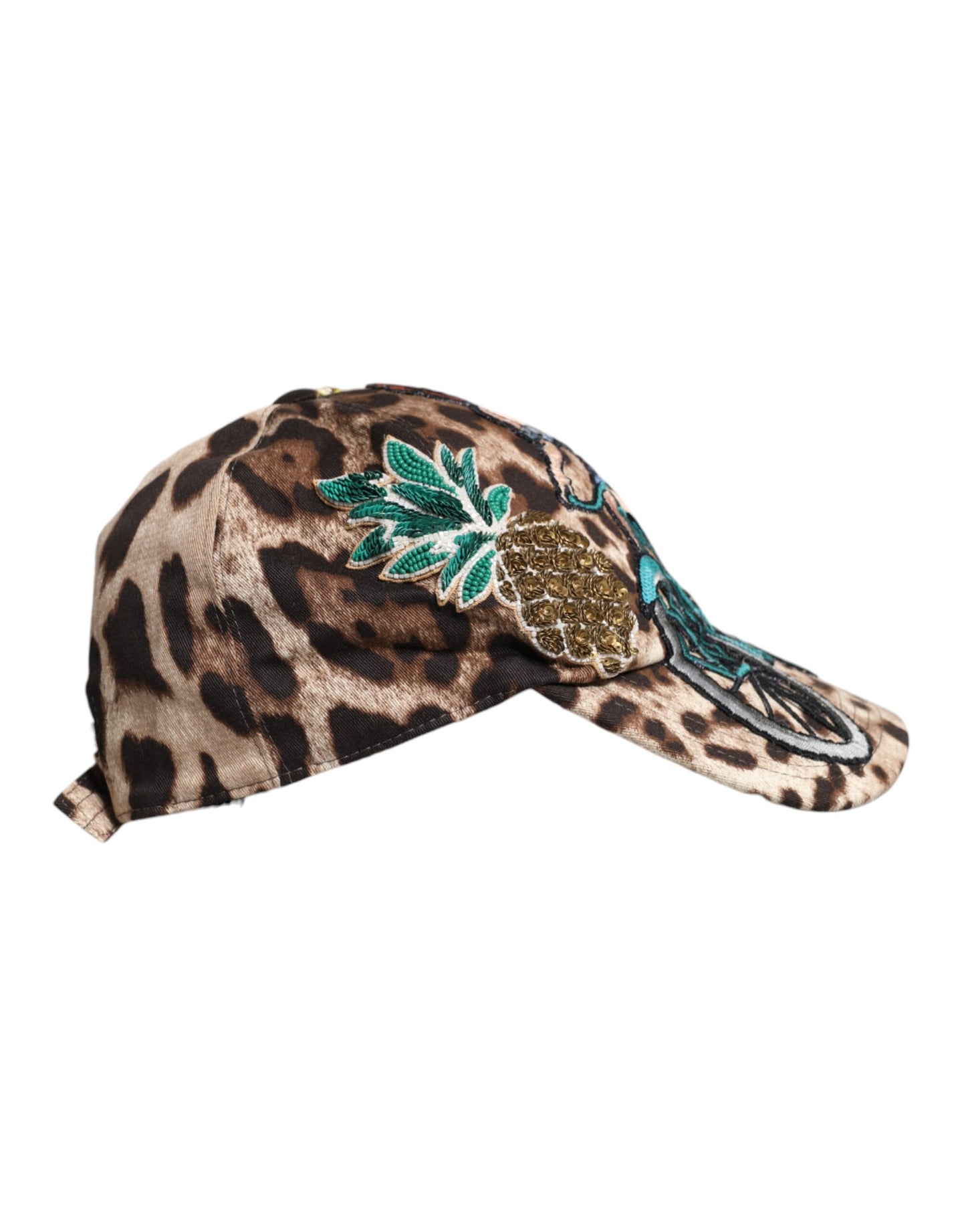 Dolce & Gabbana Braune Leopard Pailletten Sizilien Baseballkappe