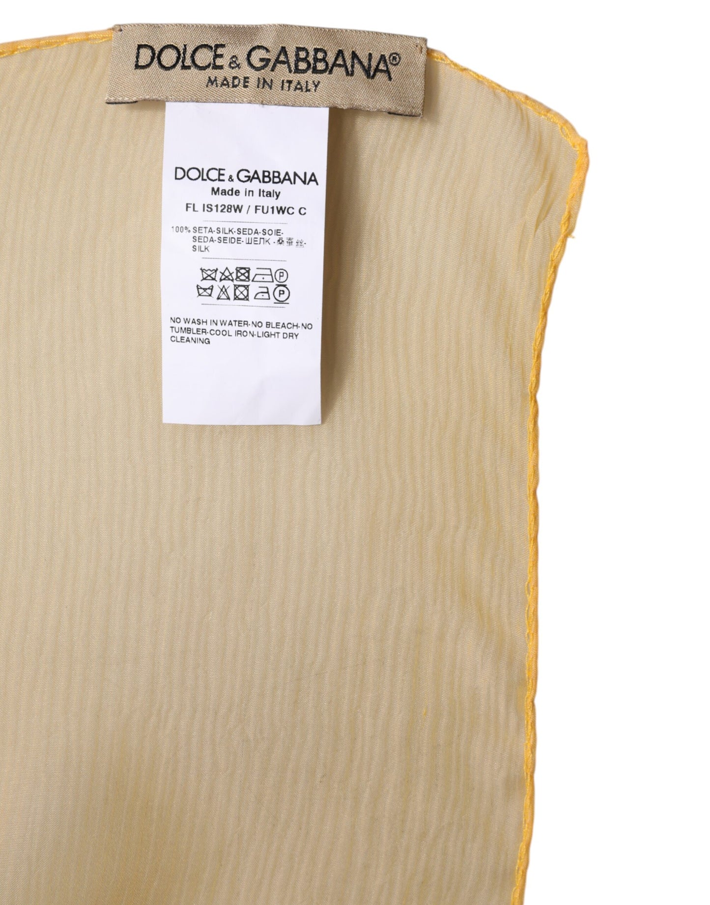 Dolce & Gabbana Gelber Seidenschal Rechteck Wrap Schal
