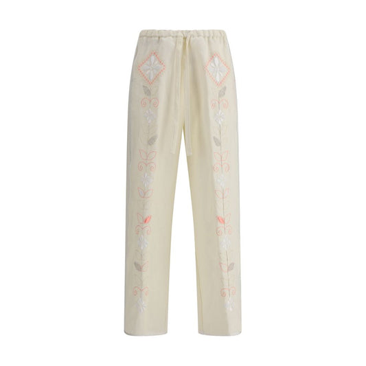 Forte_Forte Bestickte Leinenhosen